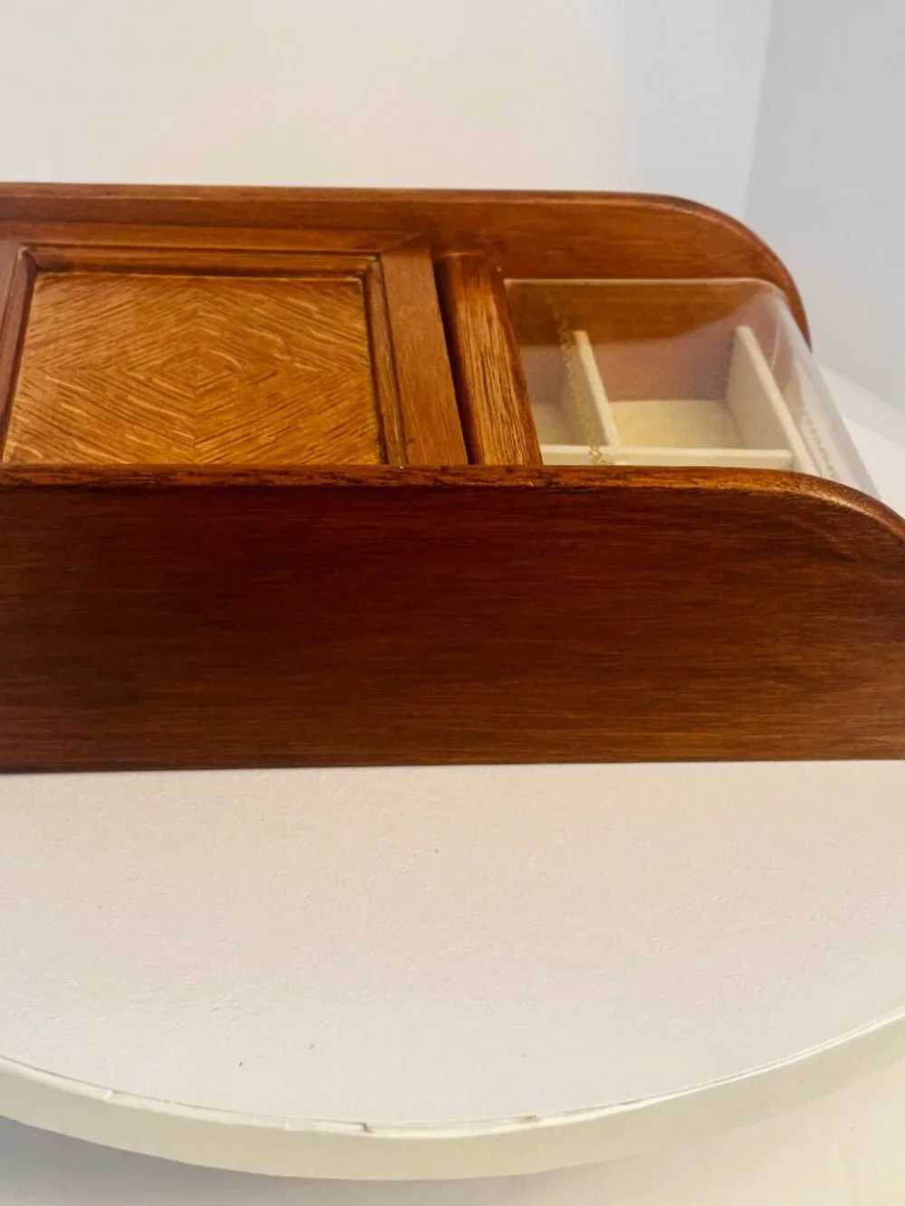 MCM London Leather Wooden Jewelry Box 9.5 Valet Case Inlaid Divided Storage